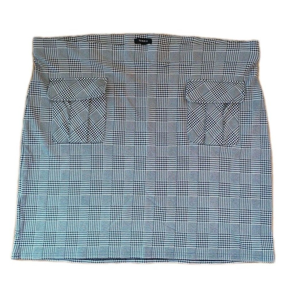 Torrid Size 4 Pencil Skirt Black White Houndstooth Check Stretch Elastic Waist